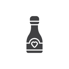 Champagne with heart vector icon
