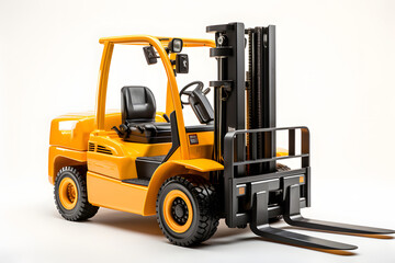 Yellow forklift truck on white background