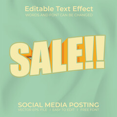 Sale 3D editable text effect, sale banner, text for business promotion.