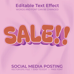 Sale 3D editable text effect, sale banner, text for business promotion.