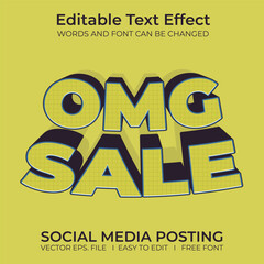 Omg sale 3D editable text effect, sale banner, text for business promotion.