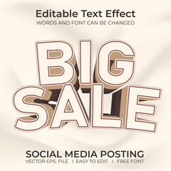 Big sale 3D editable text effect, sale banner, text for business promotion.