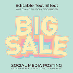 Big sale 3D editable text effect, sale banner, text for business promotion.