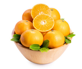 Fresh Orange fruit on white background, Japanese Ehime Orange with slices isolate on white background with cliping path.