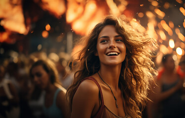 Fototapeta premium attractive woman caught in a moment of joy