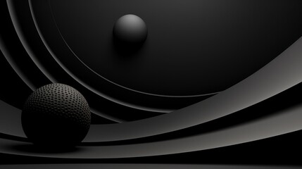 abstract background with black 3d spheres with rubber bubbles and stripe pattern on spheres