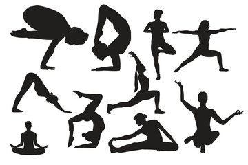 illustration silhouette yoga girl collection