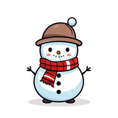 snowman with hat on white background