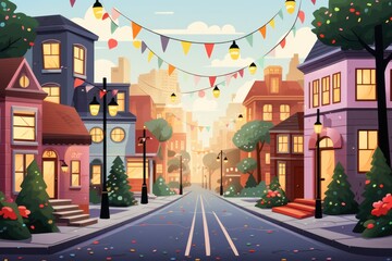 Christmas Lights: Festive holiday lights, decorations, and displays in towns and neighborhoods. - Generative AI