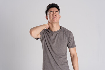 Fototapeta premium Image of Asian man exercising on white background
