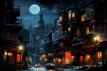 Urban Winter Scenes: Capture cityscapes with snow-covered streets, buildings, and the glow of streetlights. - Generative AI