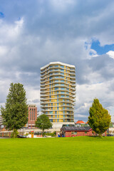 Manhattan tower in the center of historic city Roermond, Netherlands