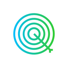 Achieved target key performance indicator icon with blue and green gradient outline style. goal, success, target, business, achievement, strategy, aim. Vector Illustration