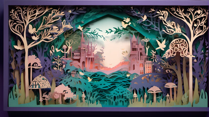 forest with paper art style
