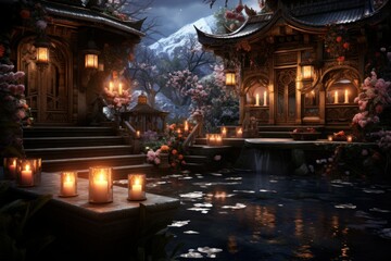 Candlelit Scenes: Create warm and inviting images with candles or lanterns in the snow. - Generative AI