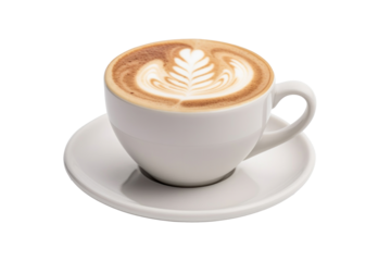 a Latte coffe isolated on transparent background.