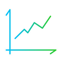 Indicators key performance indicator icon with blue and green gradient outline style. graph, performance, indicator, chart, business, analysis, progress. Vector Illustration