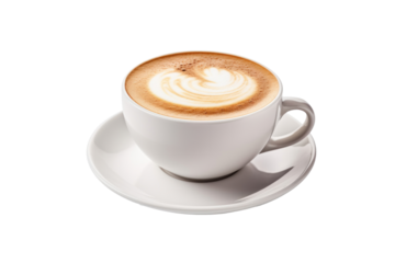 a Latte coffe isolated on transparent background.