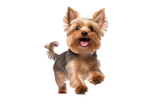 A joyful dog isolated on transparent background.