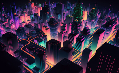 Futuristic Shibuya Tokyo Cityscape, Neon Lights, background