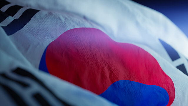 South Korea Waving National Flag,3d rendering