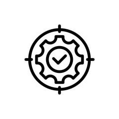 Obraz premium Specifiation key performance indicator icon with black outline style. hand, concept, symbol, design, outline, specified, person. Vector Illustration