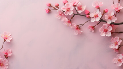 Naklejka na ściany i meble Sakura on pink background