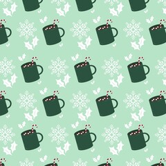 Seamless Green Winter Digital Paper Pattern