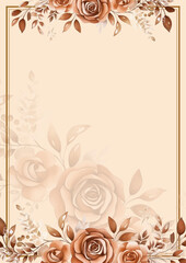 Beige modern background watercolor invitation with floral and flower