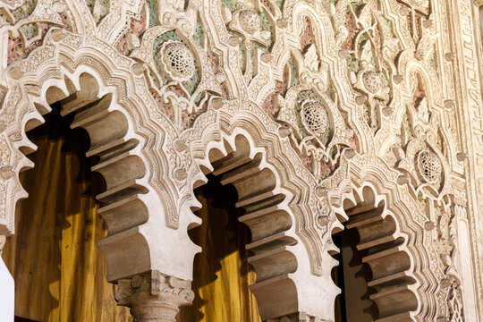 Toledo / Spain - September 20 2023: Interior of Sefaradi museum, Sinagoga del Tr&aacute;nsito, Toledo