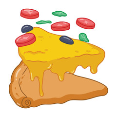 illustration cartoon pizza on white background