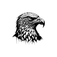 A black and white vector of an eagle head