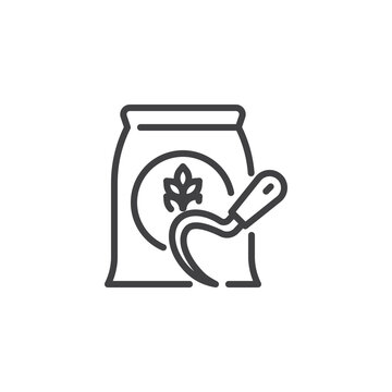 recommend clip art: Wheat bag and sickle line icon