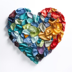 Colorful paper heart on white background