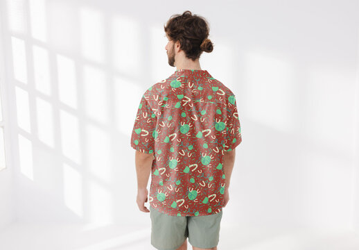 Mockup of man wearing customizable printed shirt