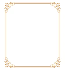 Fotobehang Decorative frame Elegant vector element for design in Eastern style, place for text. Floral golden and white border. Lace illustration for invitations and greeting cards. © ELENA