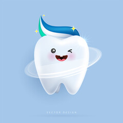 Teeth is happy brush your teeth with toothpaste. teeth suitable for children dental clinic. teeth character for kids. cute dentist mascot for medical apps, websites and hospital. vector design.