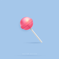 Sweet cute pink lollipop on stick in cartoon style. sweet cute pink lollipop on stick in cartoon style.  candy for kids. vector design.