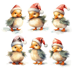 set of cute christmas duck animals vector