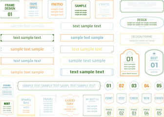 シンプルなフレームのイラストセット　飾り　装飾　背景　タイトル　見出し　ラベル　枠　飾り罫