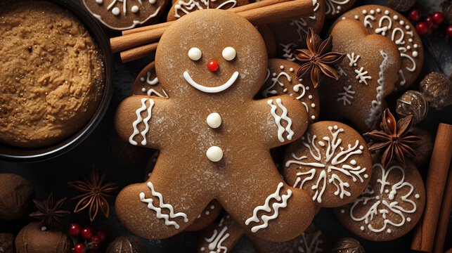christmas cookies and spices HD 8K wallpaper Stock Photographic Image