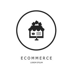 Naklejka premium Ecommerce logo vector design for business. Ecommerce icon.