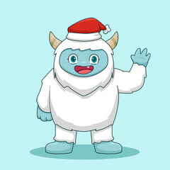 Yeti Christmas Character Wearing a Christmas Hat Illustration
