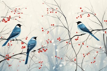 Winter Birds: Photograph birds such as cardinals, chickadees, and blue jays against a snowy backdrop. - Generative AI