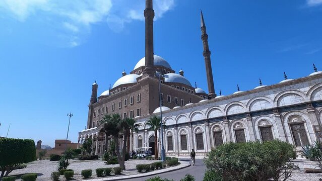 The Great Mosque of Muhammad Ali Pasha In The Citadel of Cairo in Egypt. Wide Shot