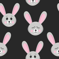 Fototapeta premium hare seamless pattern. cute animal in flat style.