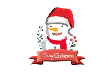 christmas card with snowman on a white background