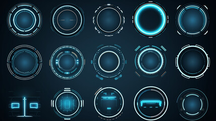 futuristic interface with hologram and circles