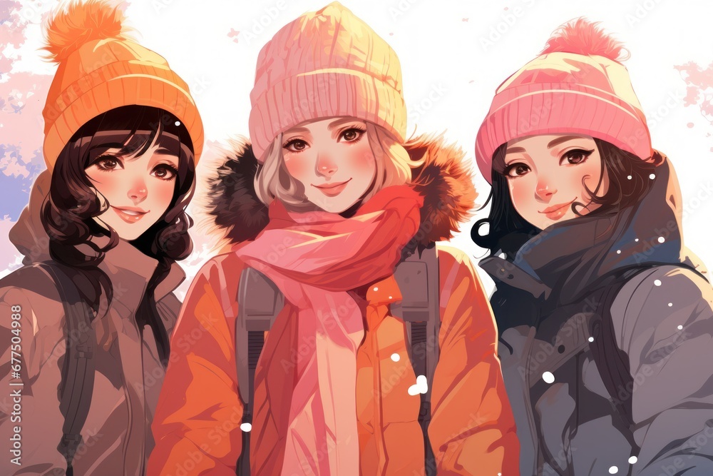 Canvas Prints Winter Portraits: Take portraits of people bundled up in winter clothing, capturing their rosy cheeks and warm expressions. - Generative AI