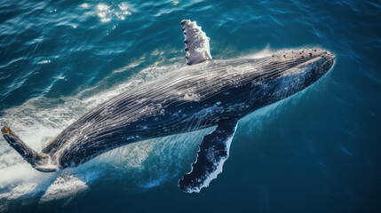 Naklejka premium A whale swimming in the water